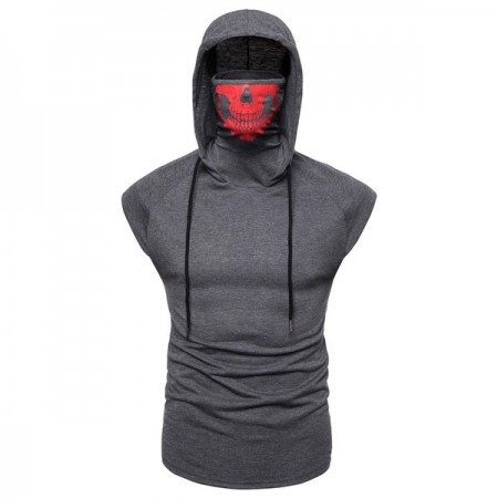 T-Shirt New Korean Style Trendy Men's Tops Hooded Printed T-Shirt Long-Sleeved Summer T-Shirt